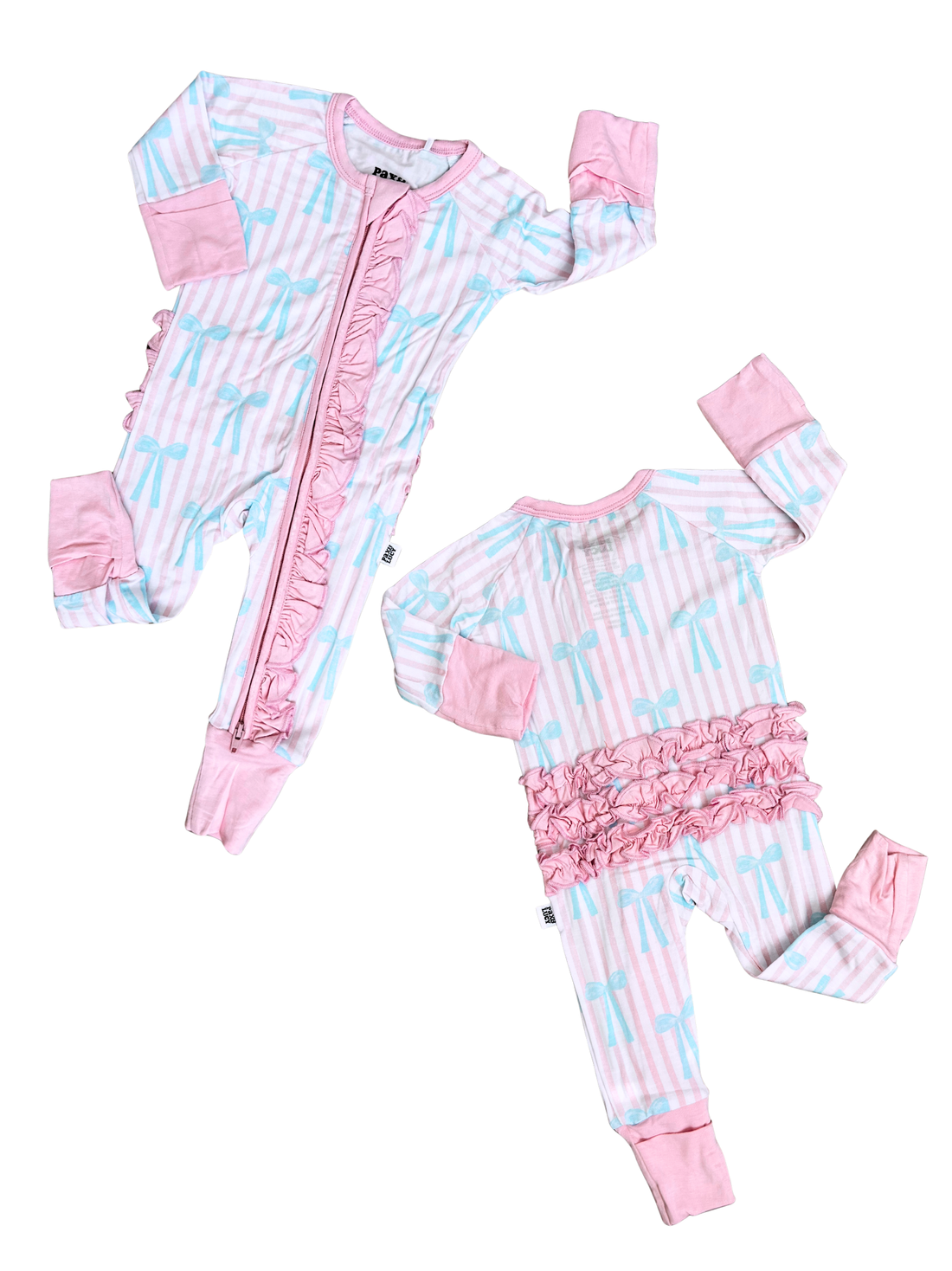 Bows & Stripes Ruffle Zipper Jammie