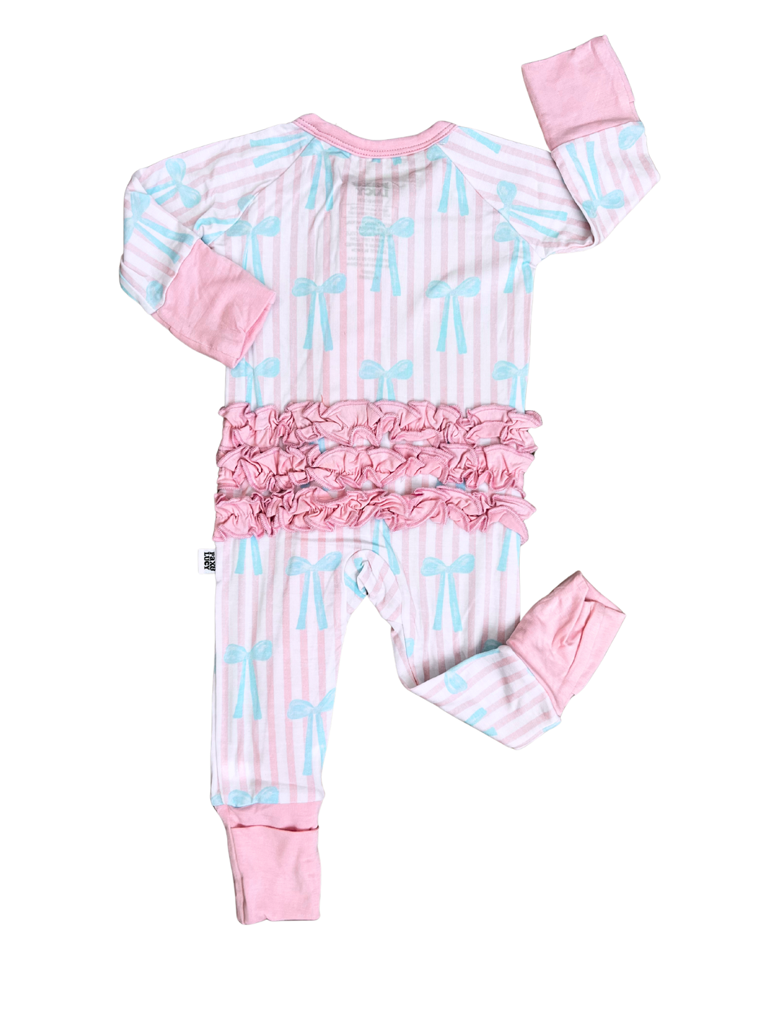 Bows & Stripes Ruffle Zipper Jammie
