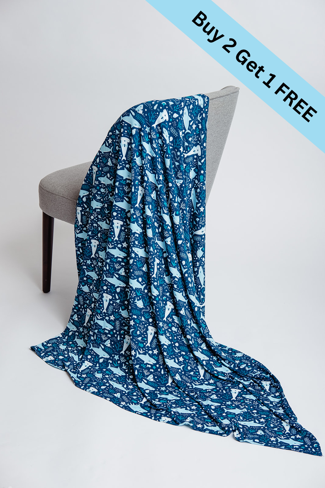 Blue Sharks Swaddle Blanket