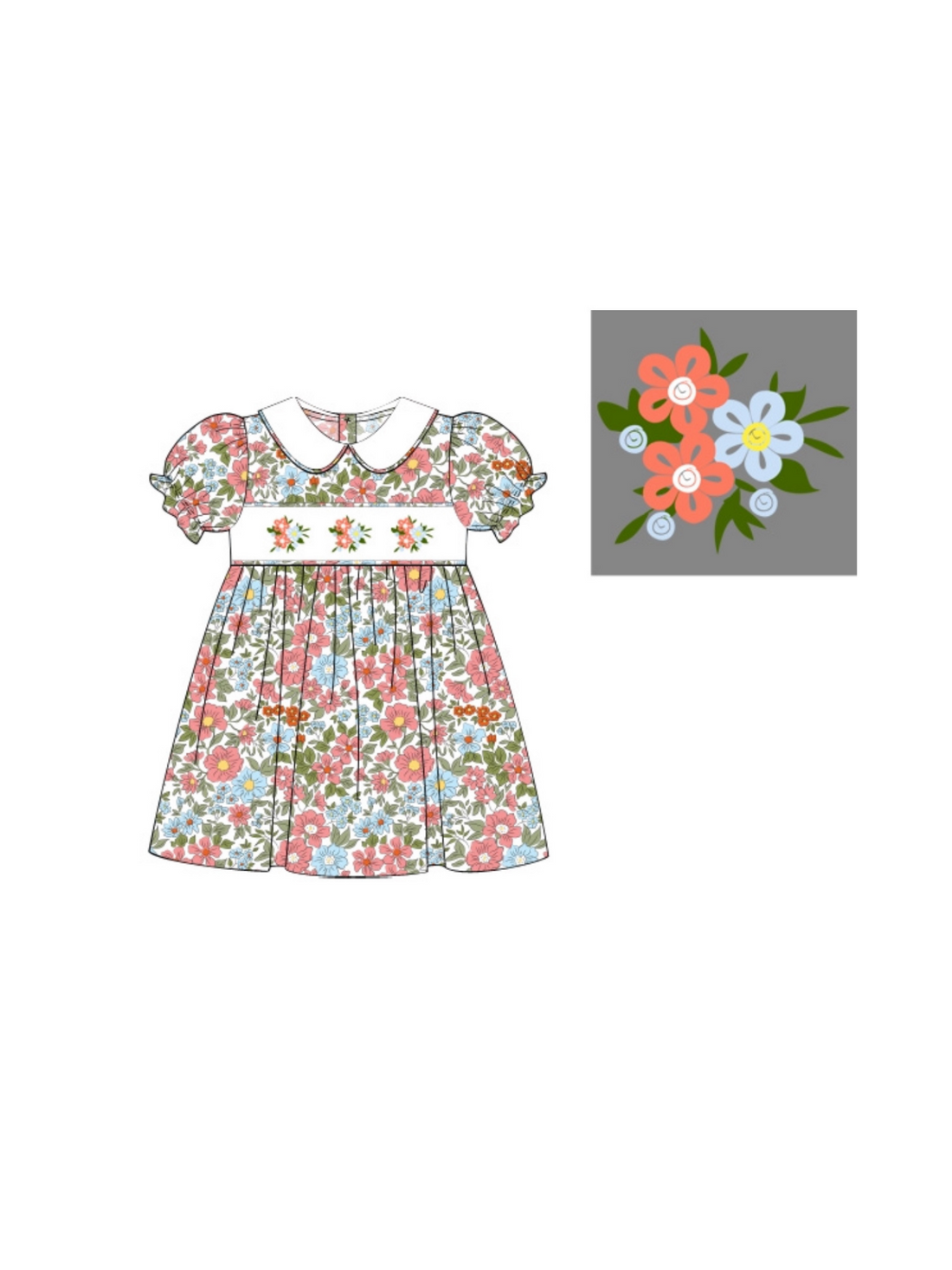 Peter Pan Collar Floral Dress