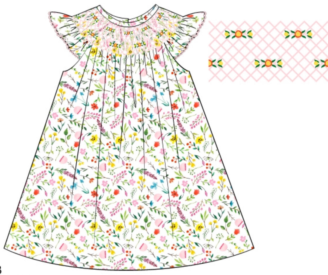 Smocked Floral Dress