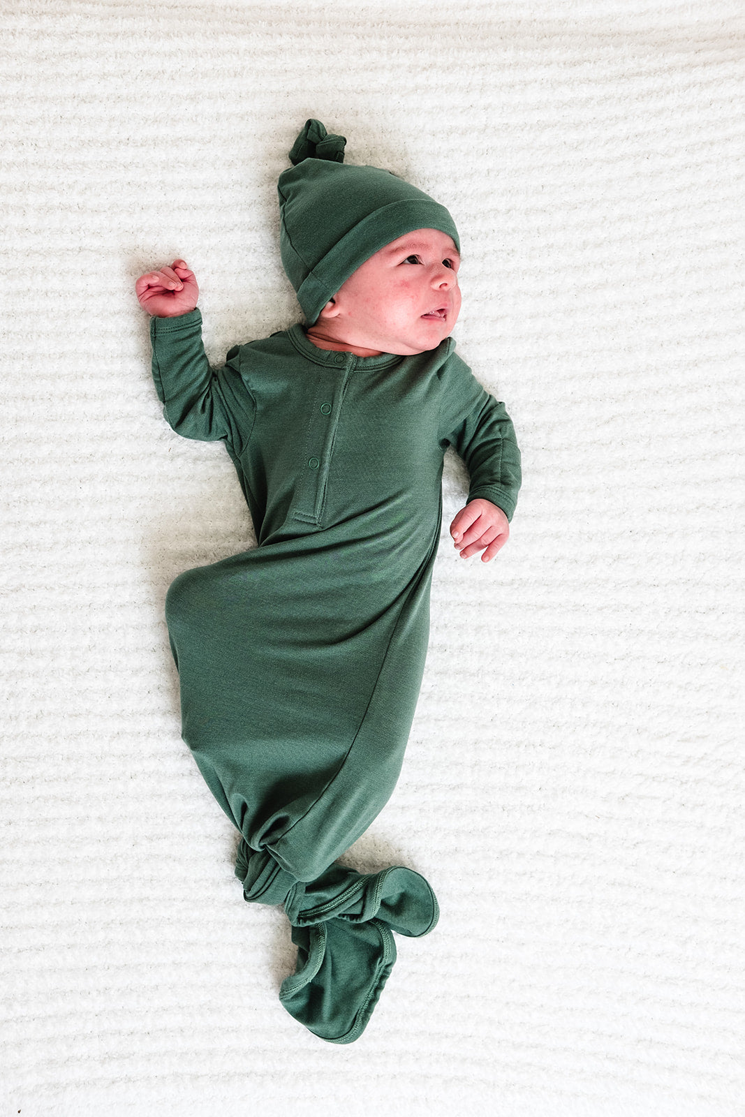 Pine Forest Knot Gown + Beanie Set