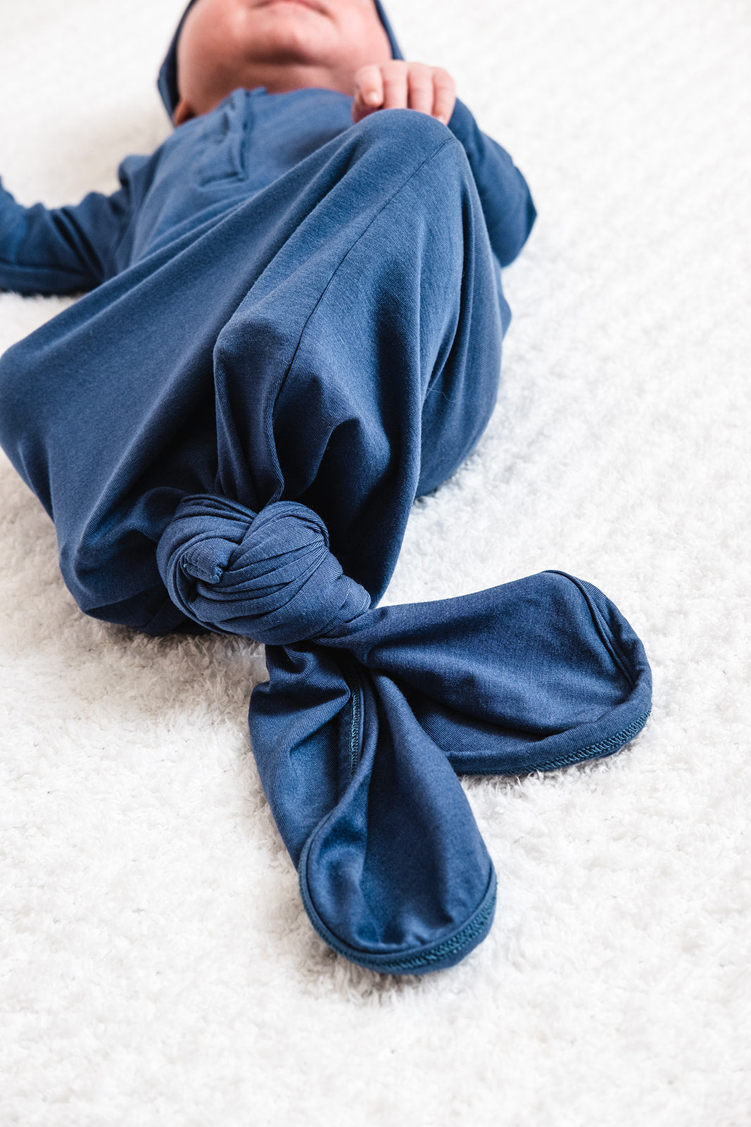 Navy Knot Gown + Beanie Set